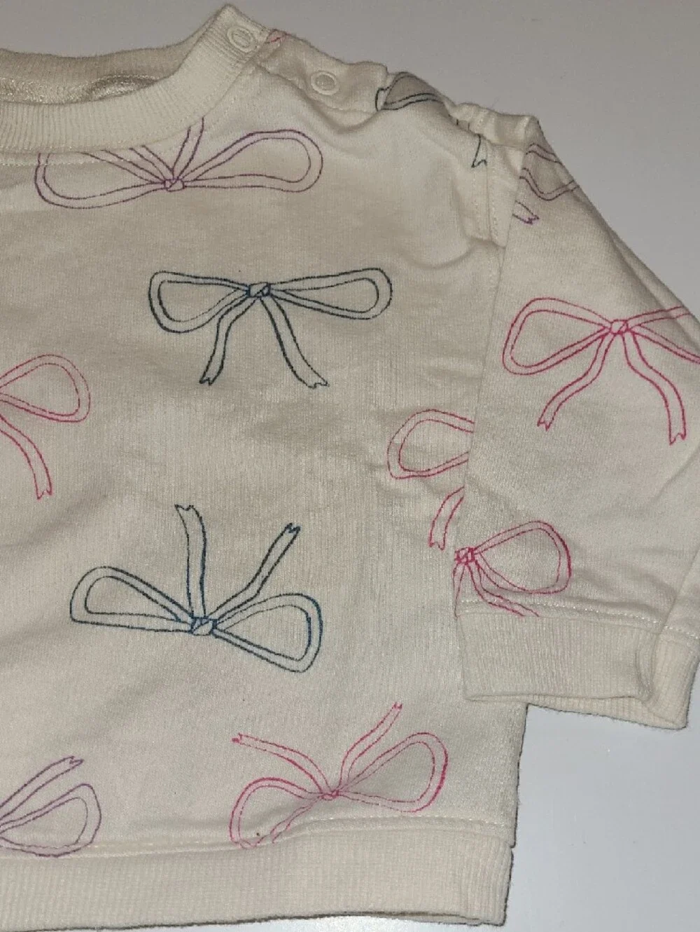 Carter's Cream Bow Print Three Piece Set with Pink Bodysuit.  Size 6 Months.